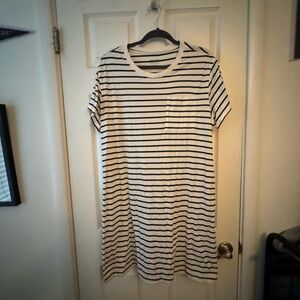 Pact Black and White Striped Mini Dress